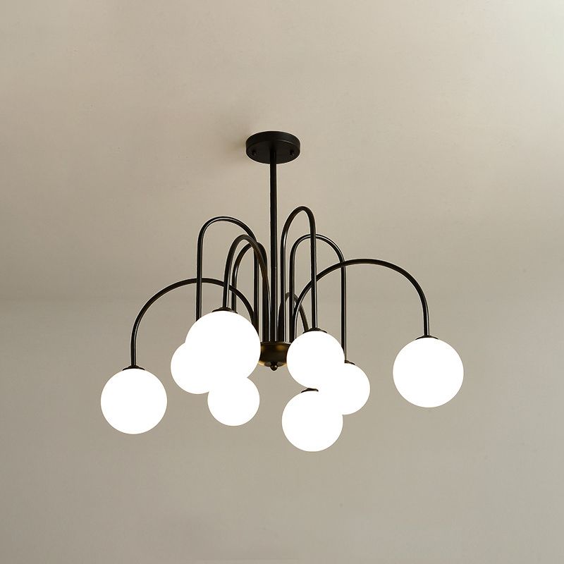 Modern Creative Globe Pendant Light Lacquered Iron Hanging Lamp with Glass Shade