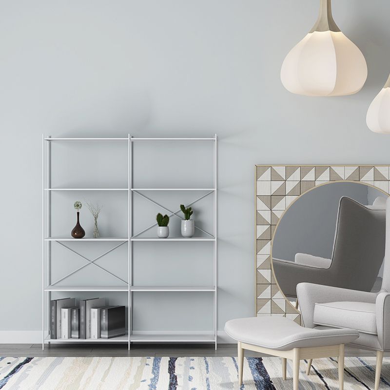 Modern Metal Bookcase Shelf Rectangular Open Bookcase with Shelves