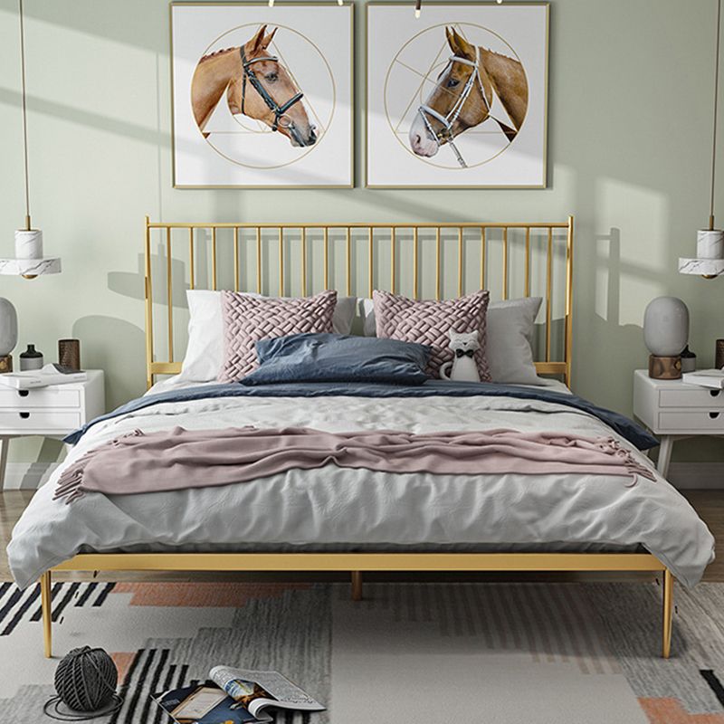 43.3" Metal Standard Bed with Spindle Headboard Low Profile Bed