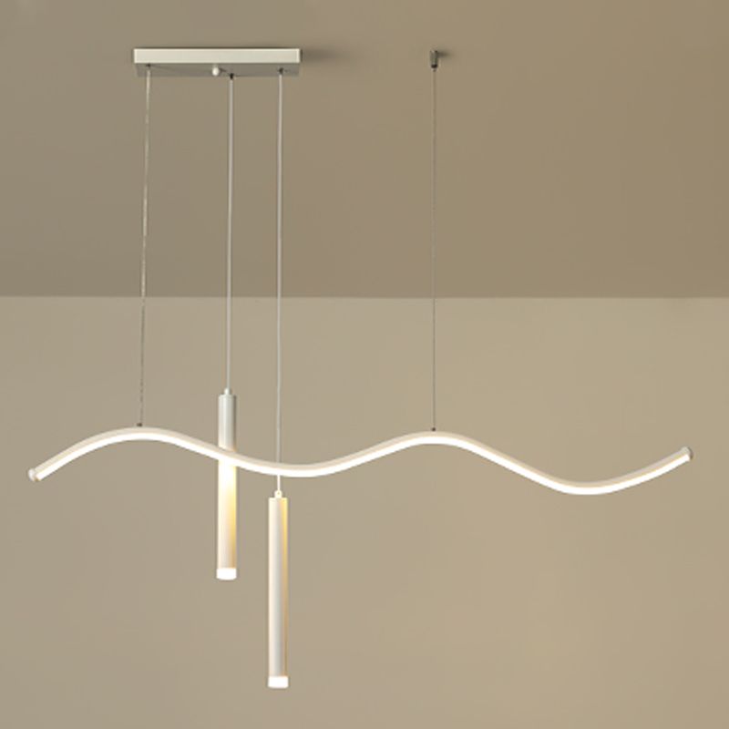 3-Light Linear Island Lighting Contemporary Metal Island Lights