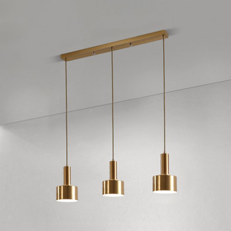7.87" H 3-Light Modern Cluster Cylinder Kitchen Island Ceiling Light Metal Hanging Light