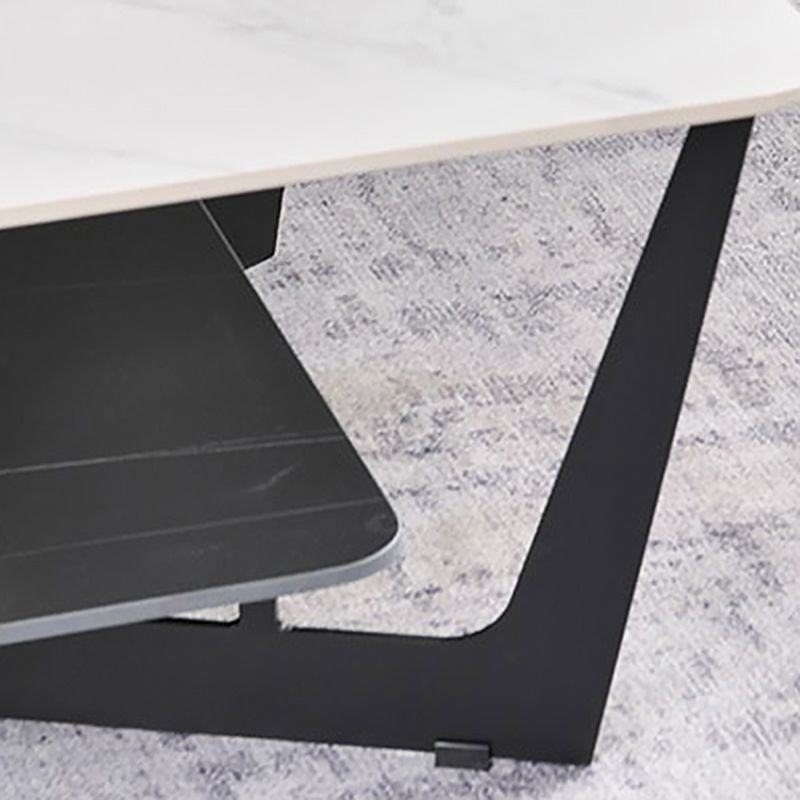 Slate Rectangular Coffee Table Open Shelf Minimalist Coffee Table