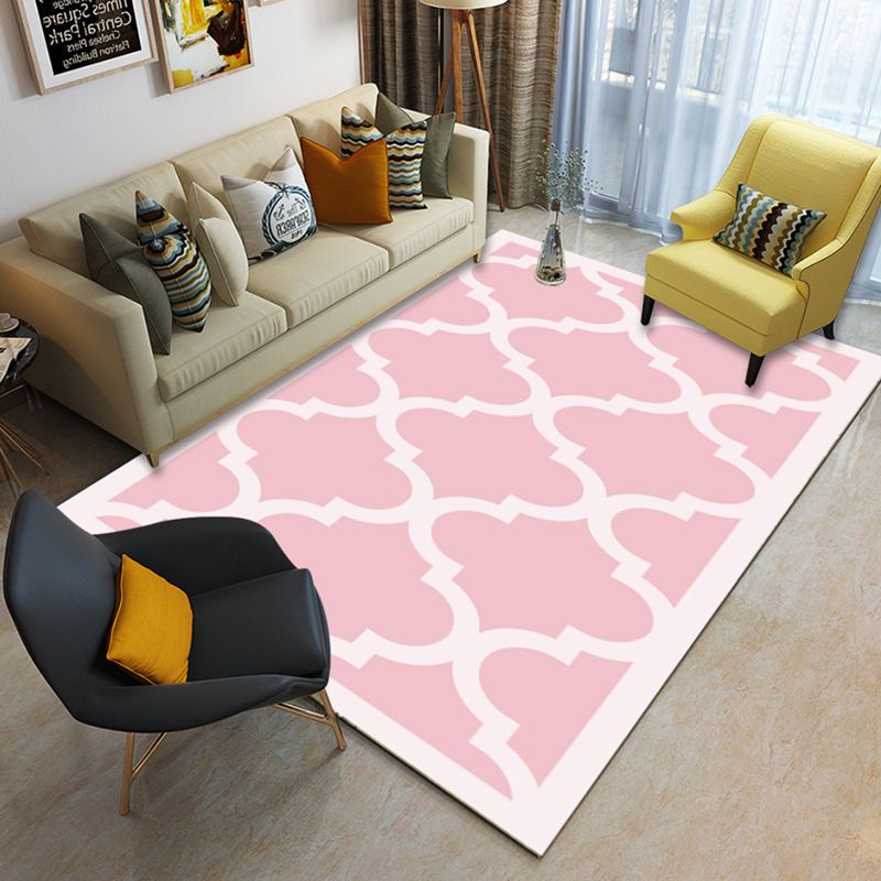 Multi Color Geometrical Rug Synthetics Contemporary Area Carpet Pet Friendly Non-Slip Backing Washable Rug for Living Room