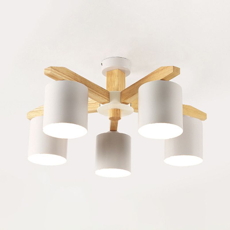 Cylindre en bois Semi-Flush Mount Éclair