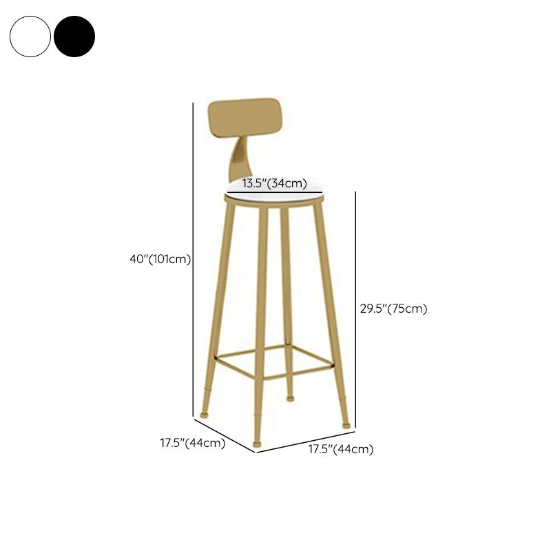 Contemporary Dining Stools Glam Metal Bar Stools with Footrest