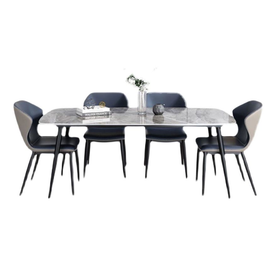 Contemporary Sintered Stone Top Gray Dining Set Rectangle Shape Standard Dining Set for Kitchen