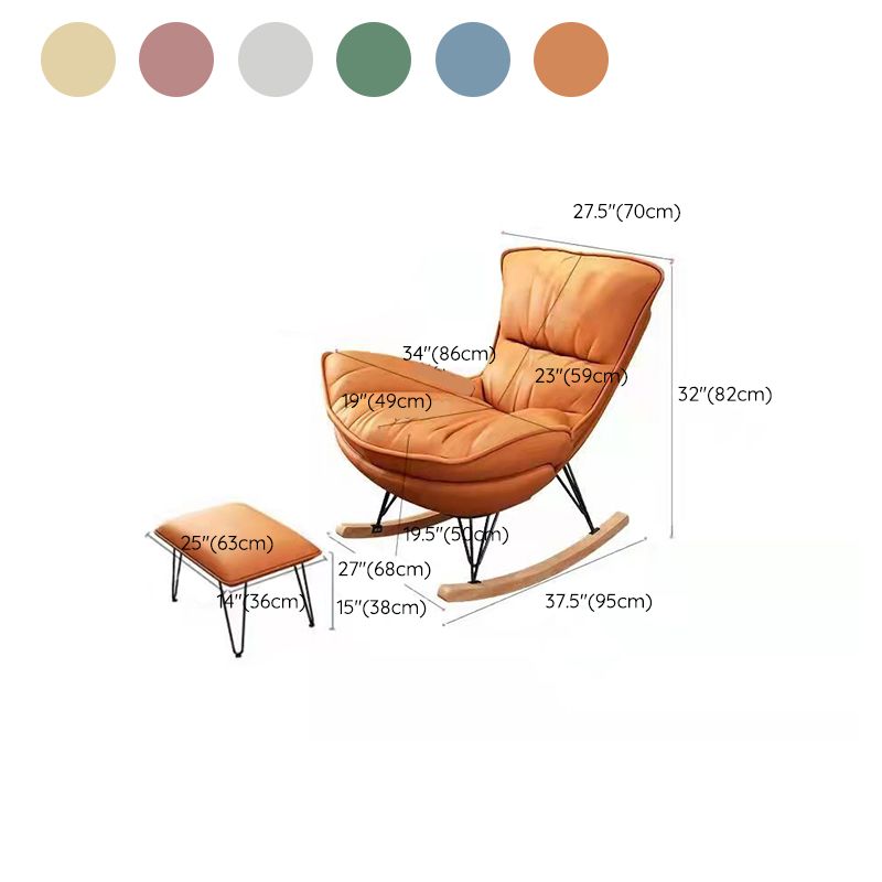 Contemporary Plain Rocking Chair Faux Leather Water Resistant Glider Chair