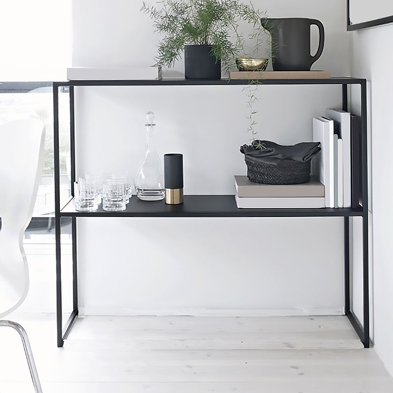 Contemporary Iron Console Table with Shelf and Sled Base,31 inch