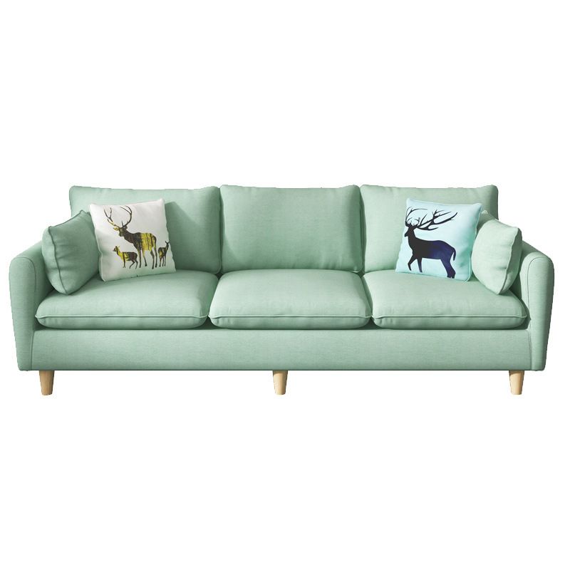 Fabric 3 Seater Settee Furniture Square Arm Standard Sofa with 3 Pillows