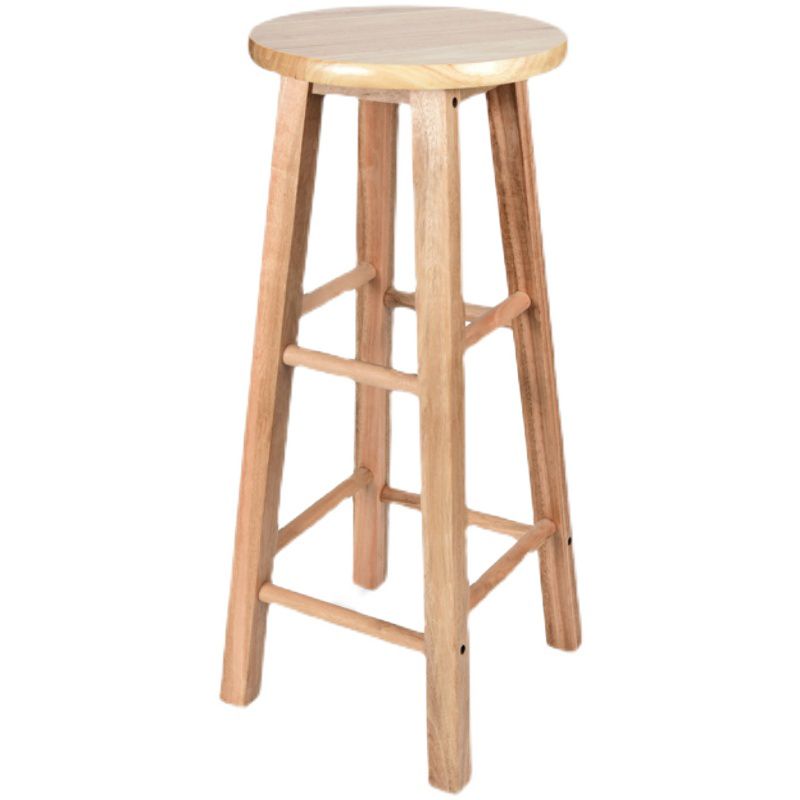 Modern Armless Backless Counter Stool Oak Wood Kitchen Bar Stool with Seat and Pedal