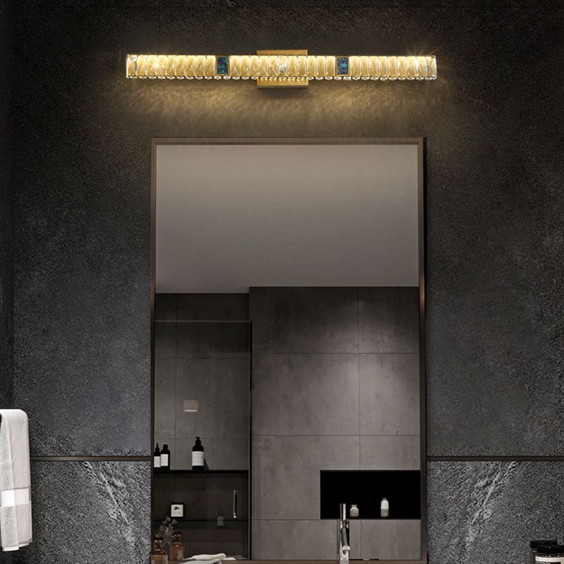 Postmodern Metal Wall Sconce Geometric Shape Vanity Lamp with Crystal Shade for Bathroom