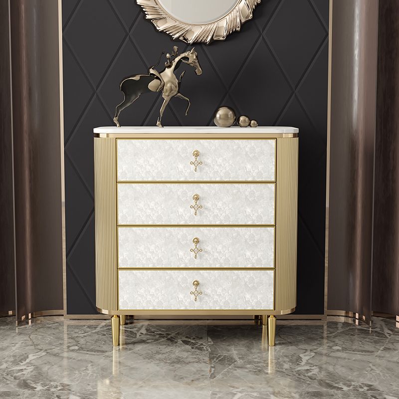 Glam Vertical Vertical Stone Storage Wood Dresser with 3/4/5 Drawers for Bedroom