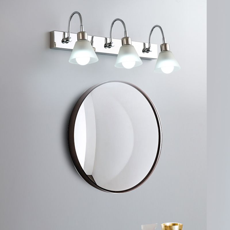 Modern Style Simplicity Mirror Light White Glass Flower Shade Wall Lamp for Bathroom