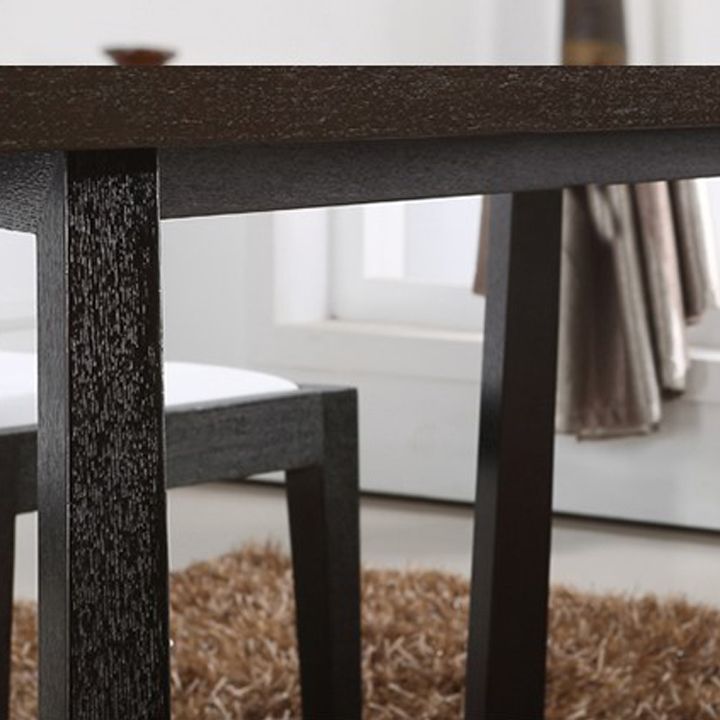 Rectangle Black Industrial Dining Table Pine Solid Wood Table with Trestle Base