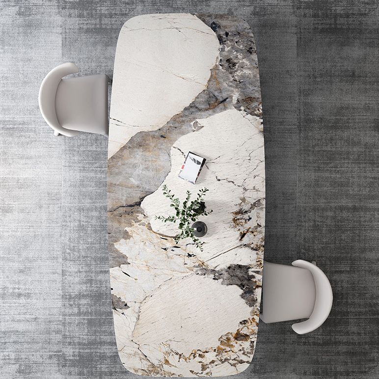 Luxurious 1/2/3/5/6 Pieces Rectangle Dining Set Sintered Stone Top Dinette Table Set