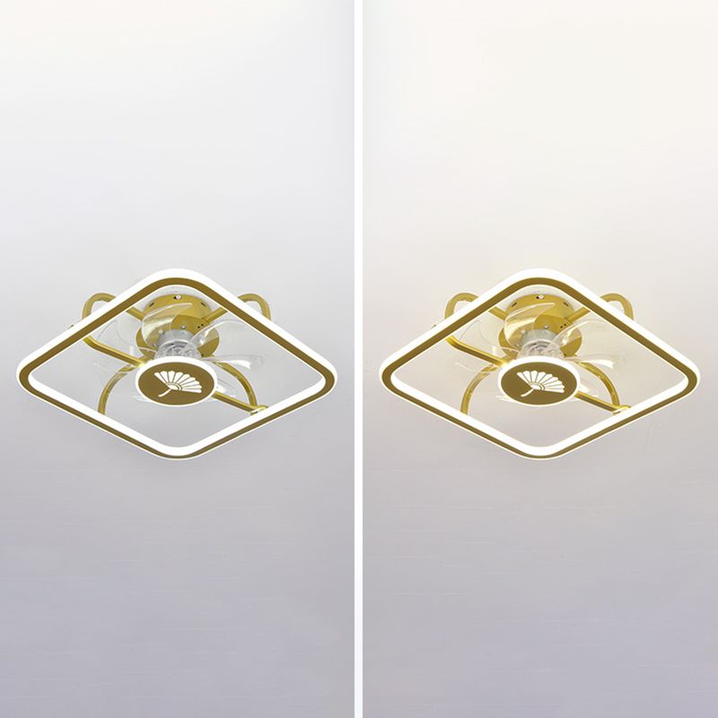 Kinderstil Geometrie Deckenventilator Leuchten Metall 2-Licht-LED-Flush Leuchten in Gold