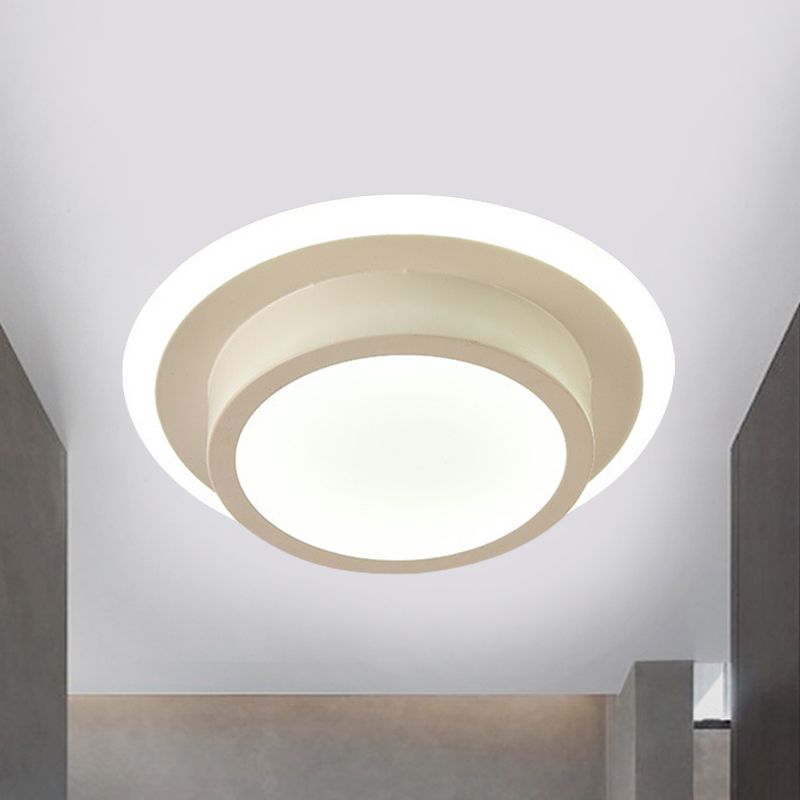Mini lámpara de techo empotrada redonda/cuadrada, LED de metal contemporáneo, montaje empotrado en blanco/negro, luz blanca/cálida
