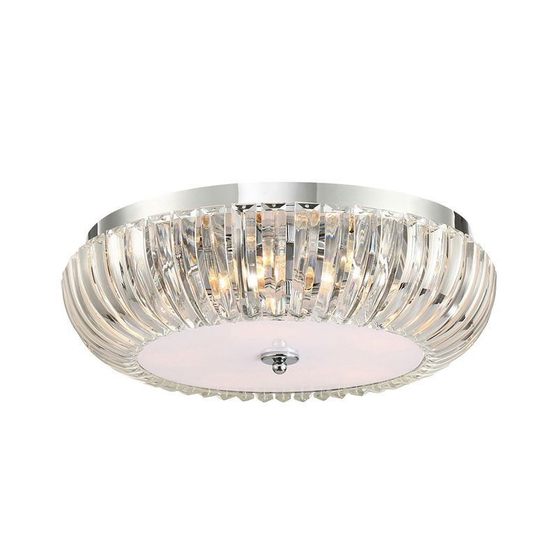 Moderne Ronde Flush Mount Licht Clear Crystal Shade 3/4 Lichten 16"/19.5" W Chrome Plafond Flushmount