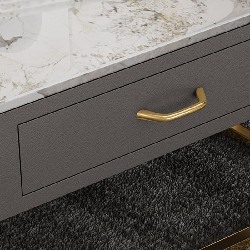 Faux Marble Frame Coffee Table Fixed Modern Square Cocktail Table
