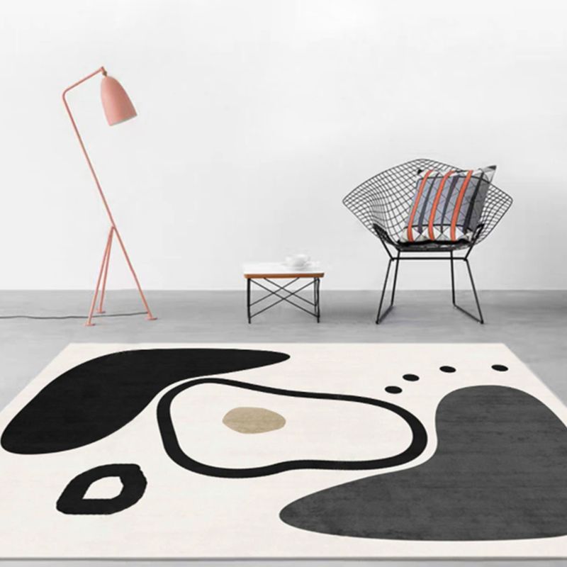 Simple Solid Color Modern Rug Polyester Color Block Splicing Area Rug Non-Slip Backing Carpet for Living Room
