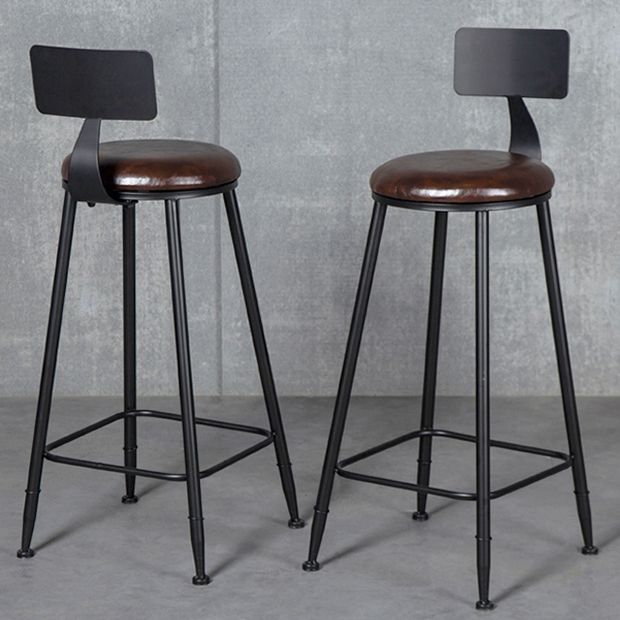 Modern Armless Backrest Counter Stool Iron Kitchen Bar Stool with Cushion