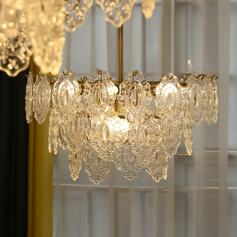 Estilo contemporáneo Geometría Candeliers Costilla de vidrio Luces de vidrio en oro