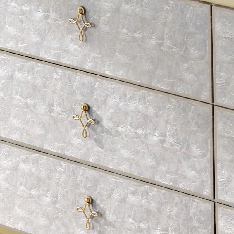 Classic Glam Double Dresser Stone Storage Chest with Metal Feet for Bedroom