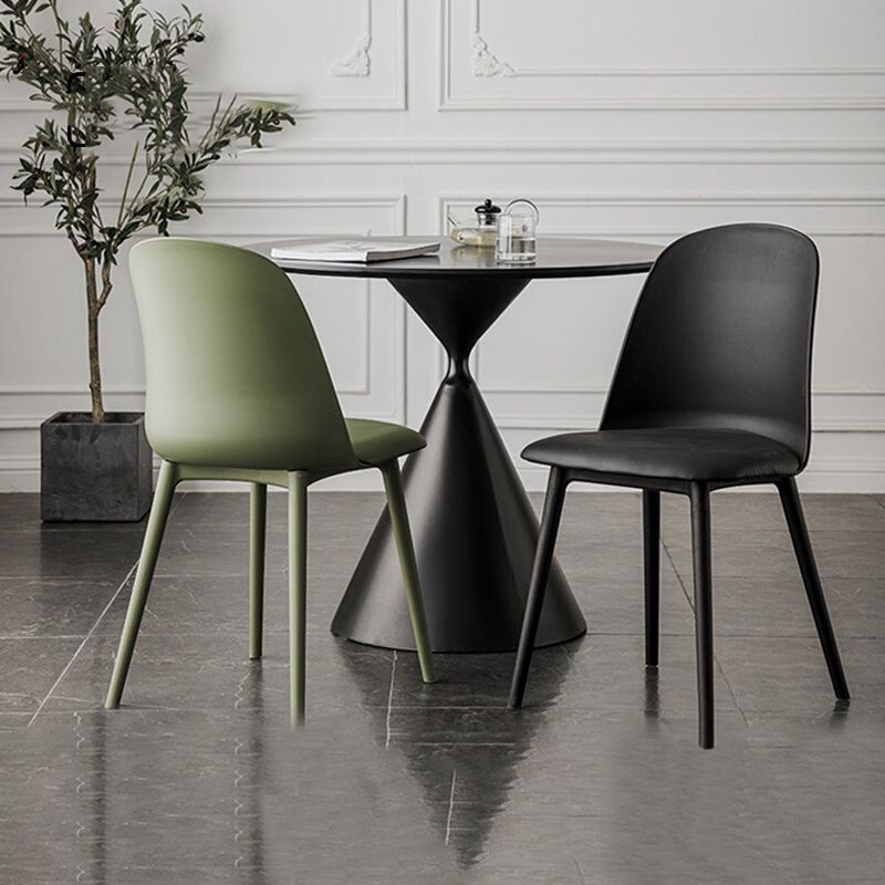 Modern Upholstered Armless Chair Plastic Dining Chair with Metal Base