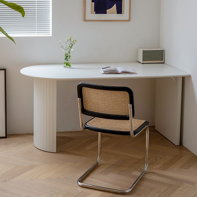 Stone Top Table Contemporary Dining Table with Sled Base in White