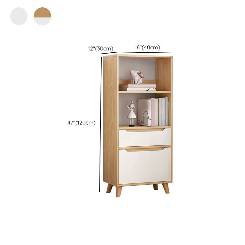 Wooden Accent Cabinet Grooves Handle Design Storage Cabinet with Drawer