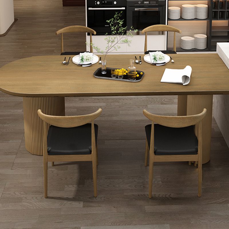 Modern Irregular Shape Dining Table Solid Wood Table with 3 Legs for Restaurant