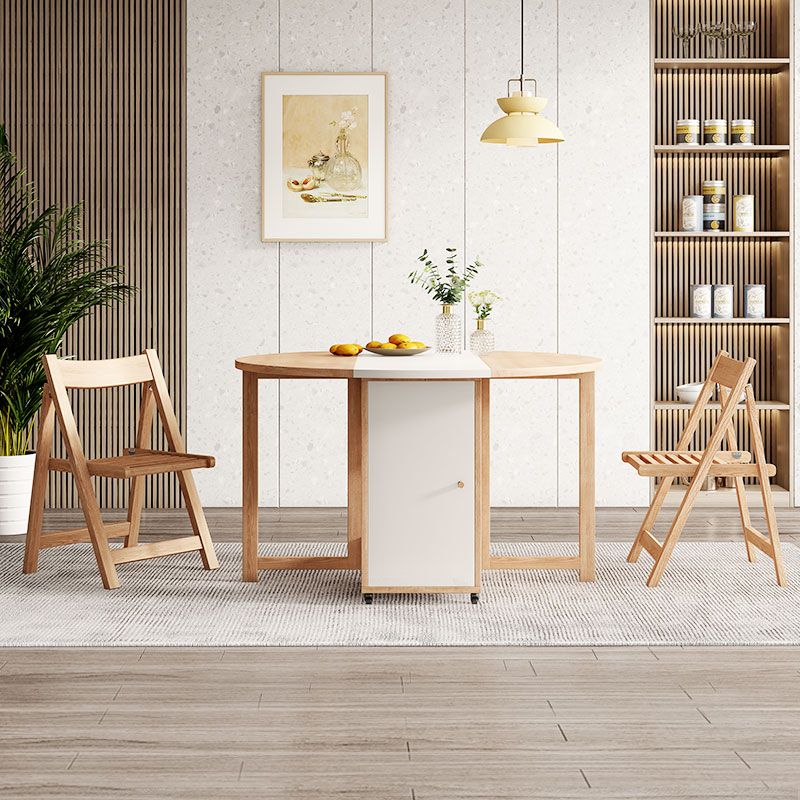 Round Mid-Century Modern Dining Table Drop-Leaf Table,47.2"L x 47.2"L x 29.1"H