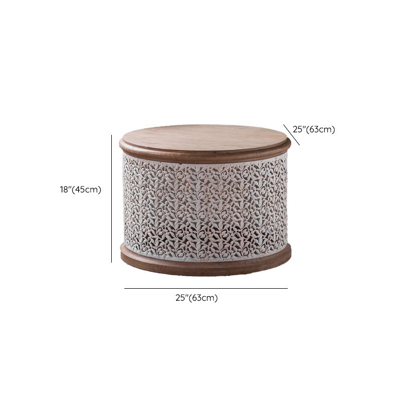 Round Shape Solid Wood End Table with Metal Base Corner Table for Living Room