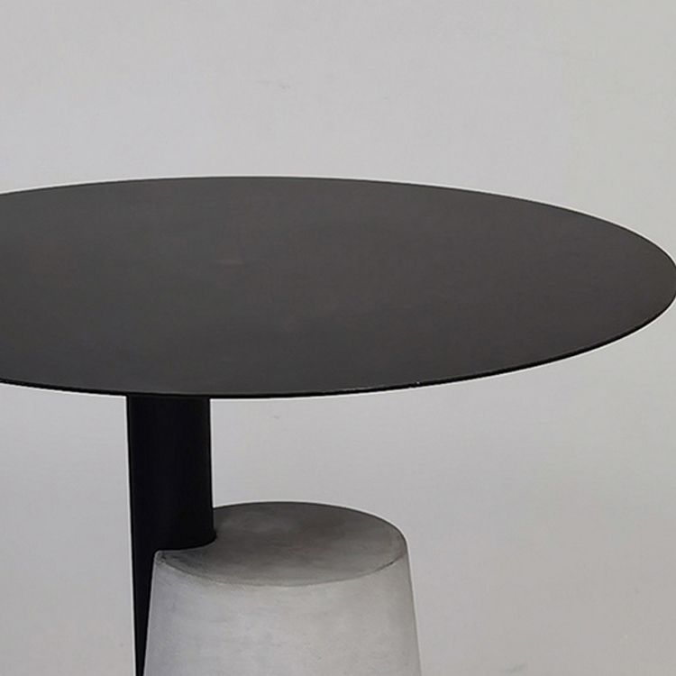 Round Iron Top End Table Concrete Pedestal Sofa Side Accent Table