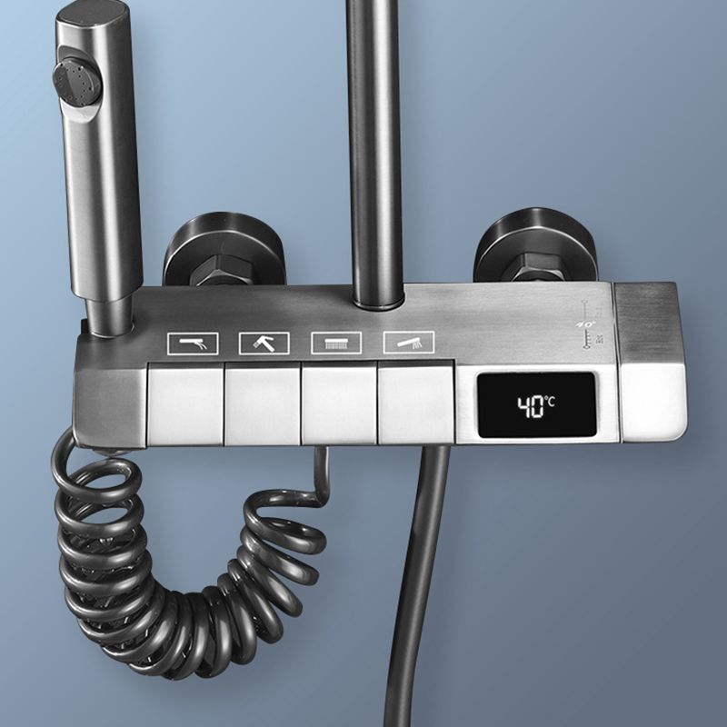 Contemporary Shower System Slide Bar Dual Shower Head Wall Mounted Shower Set