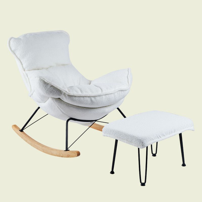 Contemporary Rocking Chair Fabric Upholstered Tufted Wing Chair Back Baby Rocking Chair