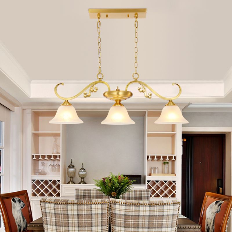 Isola contemporanea illuminazione vetro a campana 3 luce dell'isola luce in oro