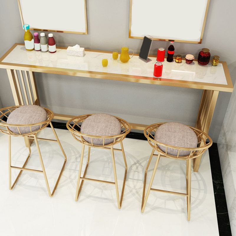 Modern Bar Height Table Faux Marble Top Bistro Table with Gold Base