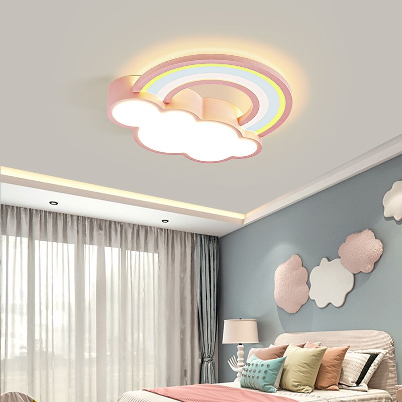 Metal Cloud Shape Flush Mount Light Lovely Style Ceiling Light for Kid's Room