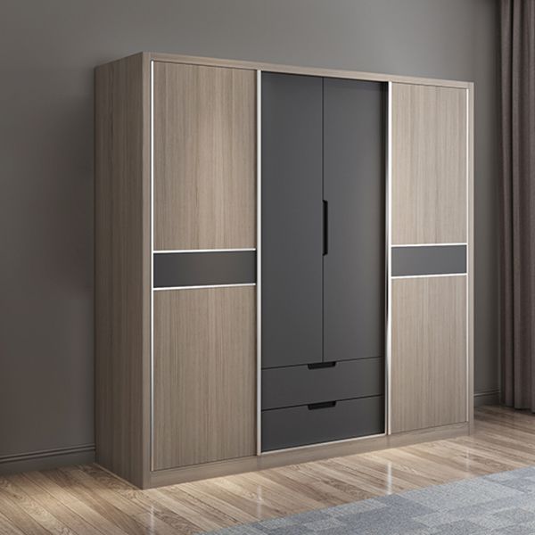 Sliding Contemporary Wardrobe Armoire Wooden Storage Cabinet with Shelves