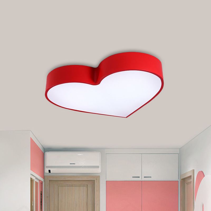 Loving Heart Acrylic LED Flushmount Lighting Children Red/Pink/Yellow Close to Ceiling Lighting Fixture