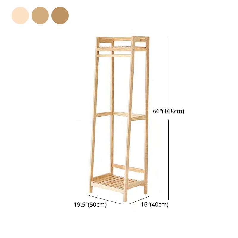 Contemporary Wardrobe Armoire Pine Wood Armoire with Garment Rod for Home