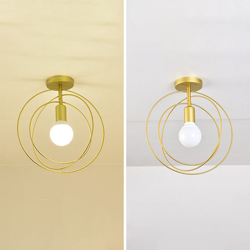 Nordic Style Iron Ceiling Light Geometry Shape 1 Light Ceiling Lamp for Bedroom