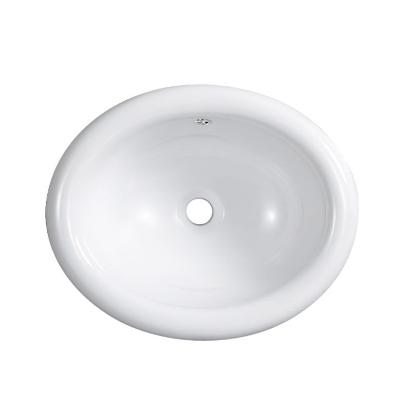 Contemporary Bathroom Sink with Overflow Porcelain Round Vessel Lavatory Sink