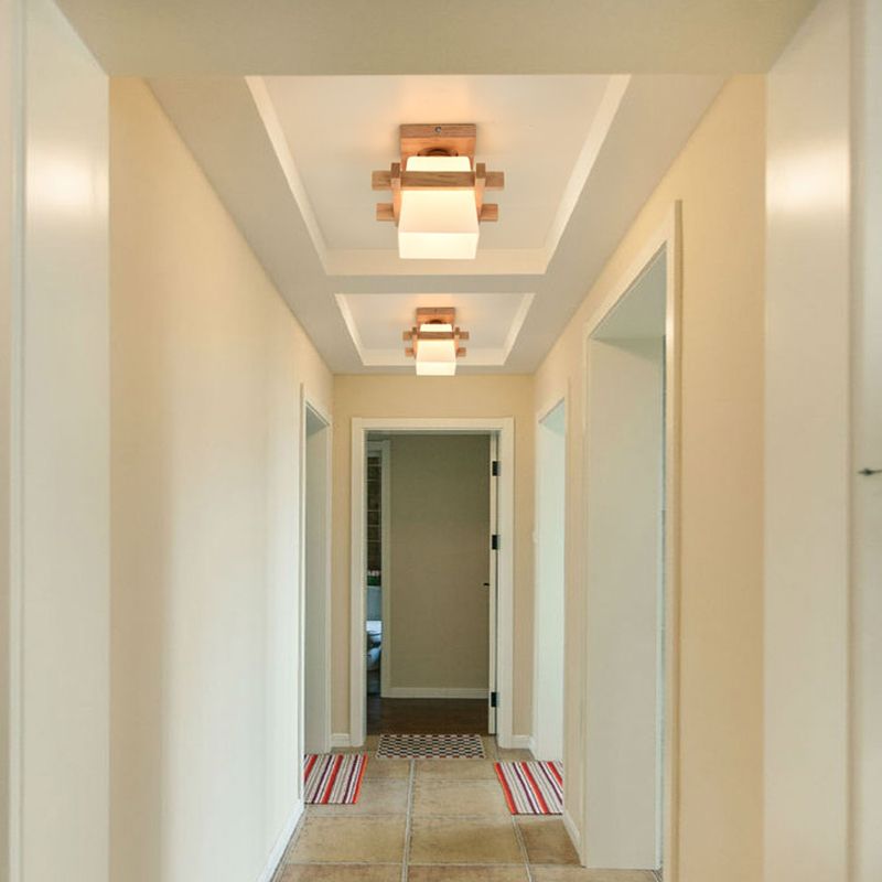 Decorazione del portico interno semifulò illuminazione moderna in legno in legno semifulò il lampadario
