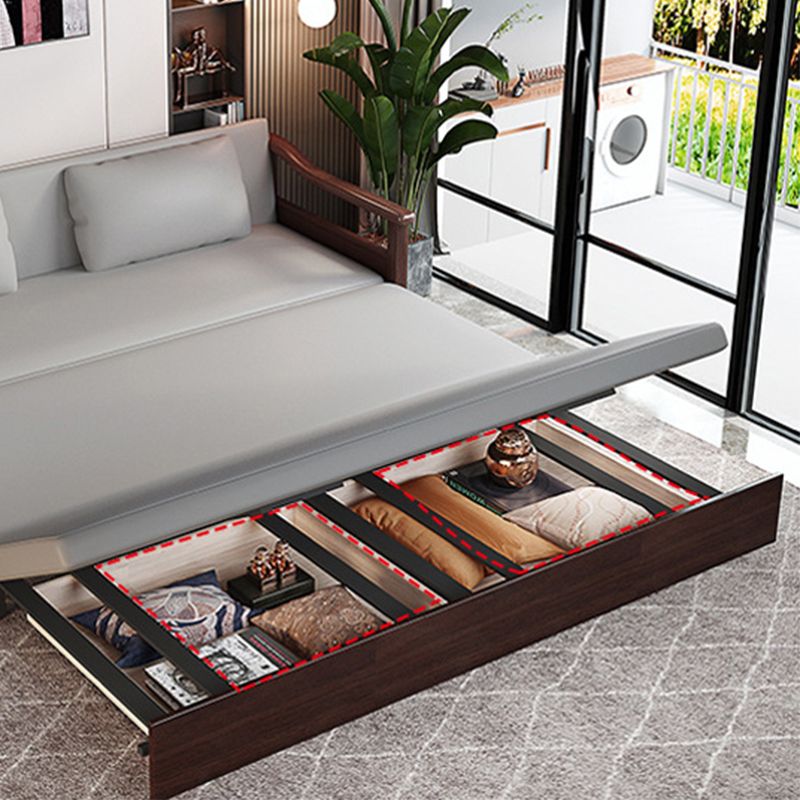 Faux leather Sofa Bed 31.49" Wide Solid Wood Contemporary Sleeper Sofa