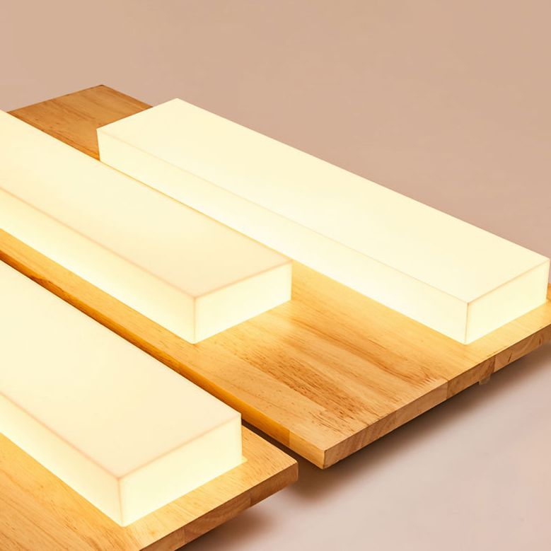 Moderne rechteckige Decke bündig Licht Acryl Schlafzimmer Flush Mount LED Licht in Holz