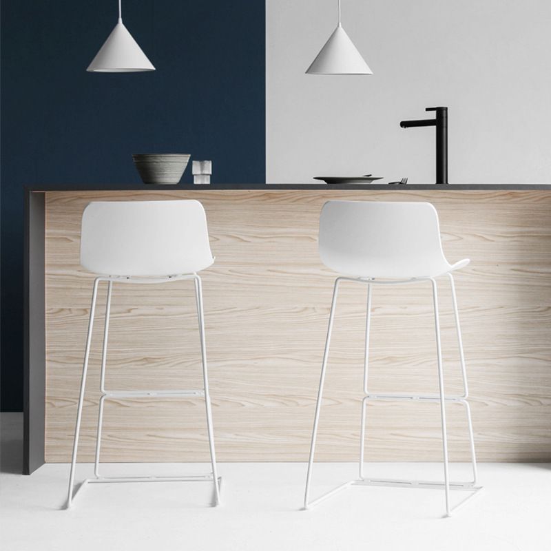 Nordic Backrest Counter Stool with Metal Base Plastic Armless Cafe Bar Stool