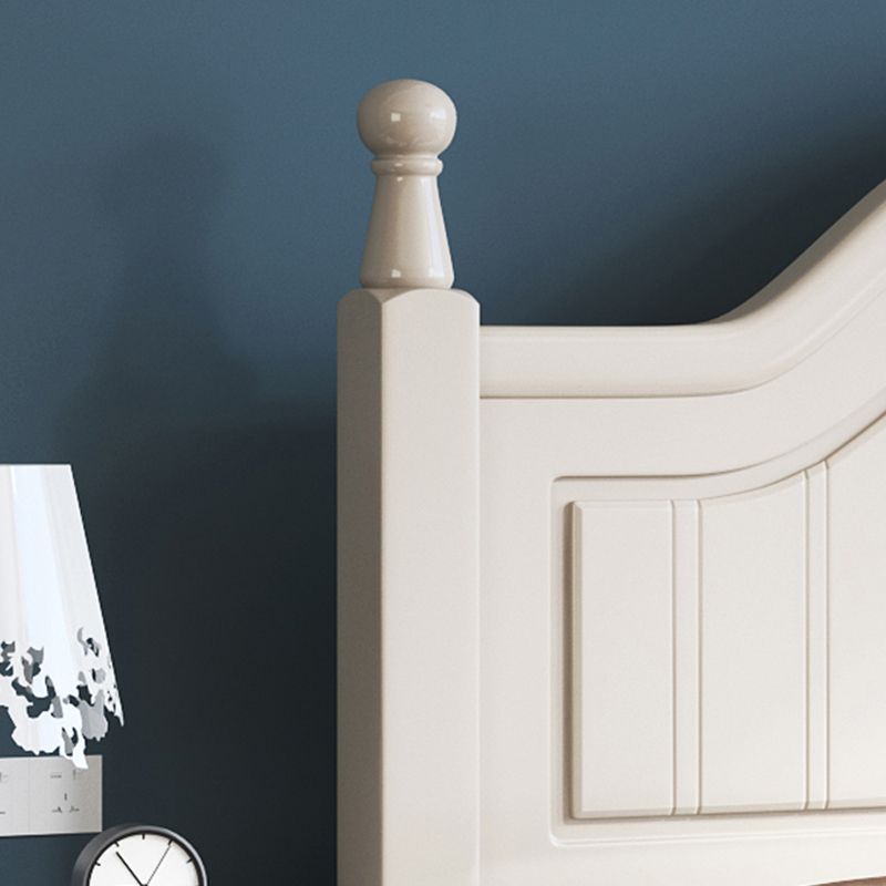 Contemporary Wood Arched Standard Bed, White Panel Headboard Bed