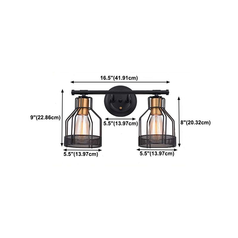 Industrial Style Iron Vanity Light Cylinder Shape Vanity Lamp for Shower Room